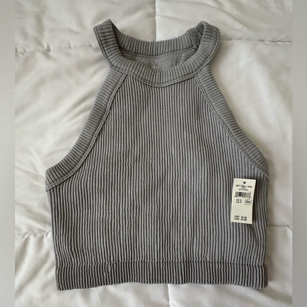 Gray Ribbed Crop Top